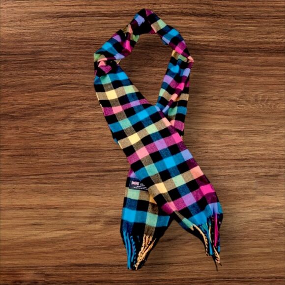 Multicolor Plaid 100% Genuine Cashmere Scarf NWT - Picture 1 of 4